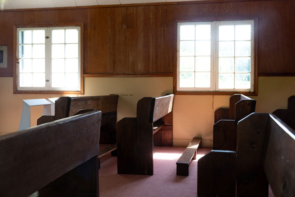 Kamloops rural life interior of church with pews