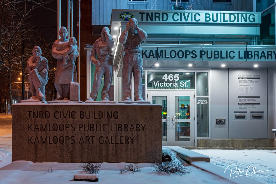 Kamloops City civic building public library with statue 2