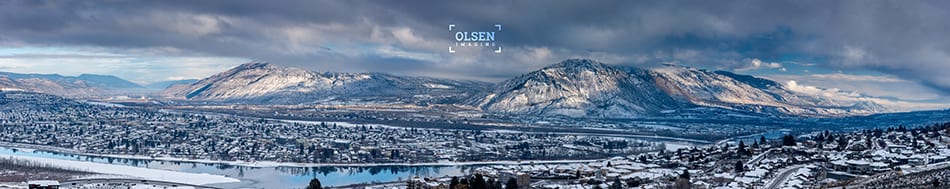 Kamloops City bright landscape with snow 2
