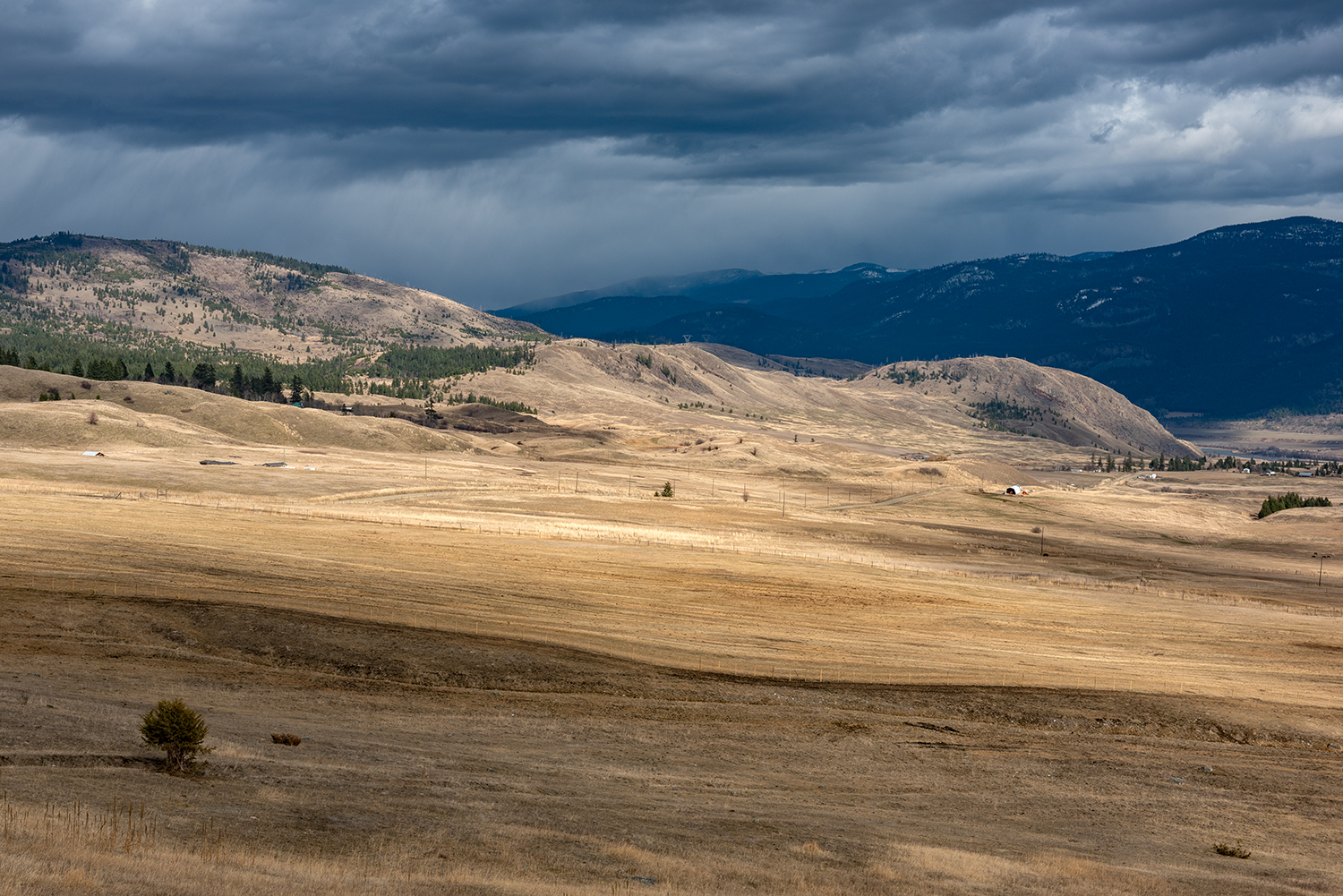 Kamloops rural life bare field with mountains and clouds