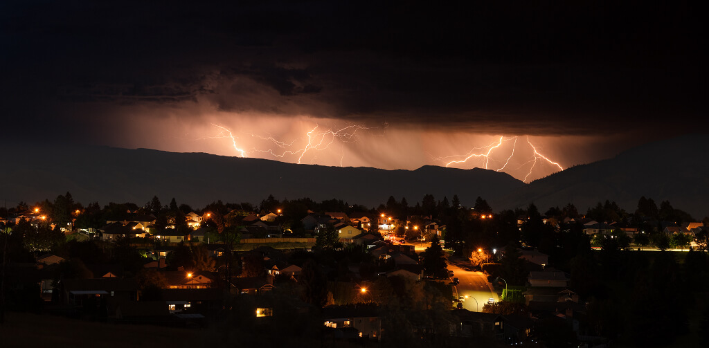 Beautiful lightning thunderstorms in night